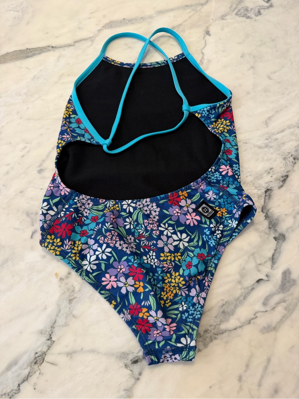 Jolyn Clothing Navy Floral Cross-Back One-Piece - Picture 2 of 4